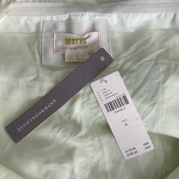 Maeve by Anthropologie Green Guacamole Ruffle Ruched Off Shoulder Dress Size 6 - Picture 6 of 8